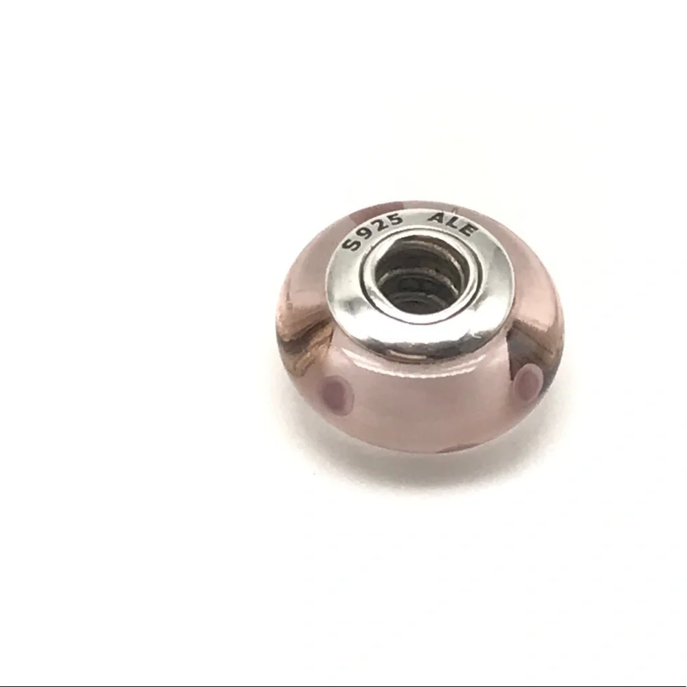 Pandora Light Pink Polka Dot Spots Murano Glass Bead Charm